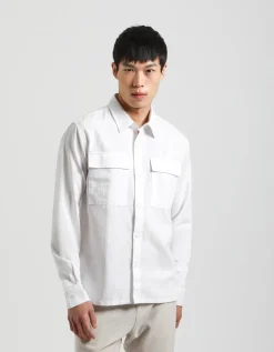 Camicia misto lino con tasconi
