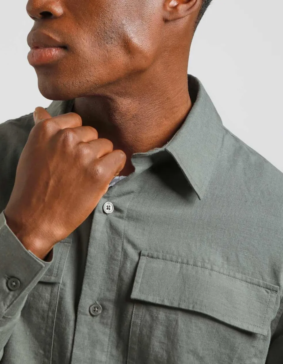 Camicia misto lino con tasconi