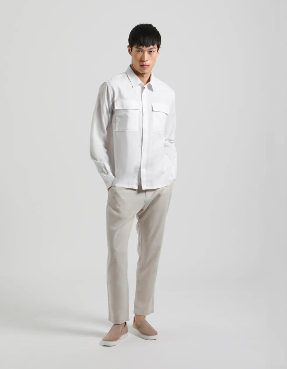 Camicia misto lino con tasconi