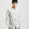 Camicia misto lino fantasia