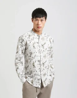 Camicia misto lino fantasia