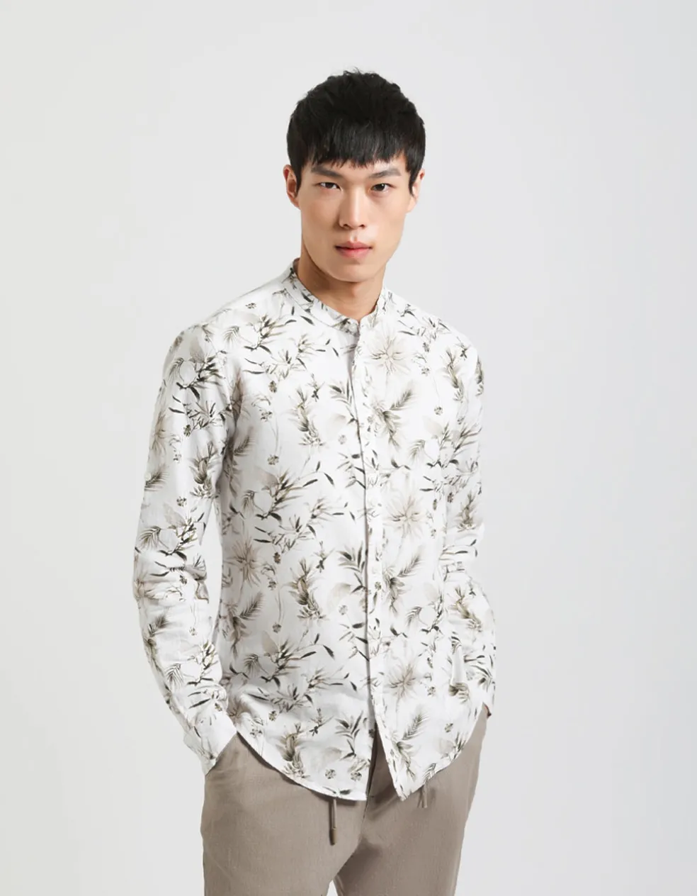 Camicia misto lino fantasia