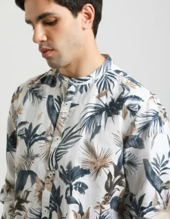 Camicia misto lino fantasia