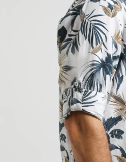 Camicia misto lino fantasia