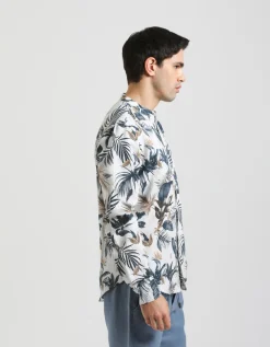 Camicia misto lino fantasia