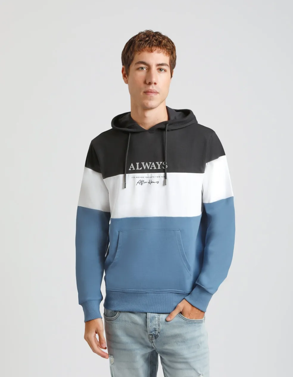 Felpa con cappuccio colorblock