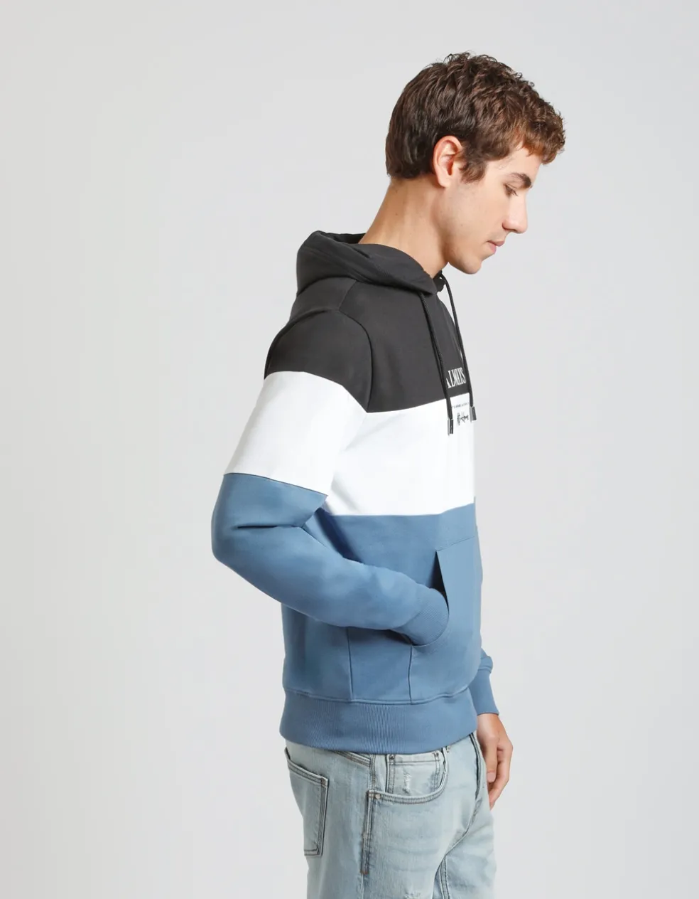 Felpa con cappuccio colorblock