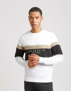 Felpa girocollo colorblock