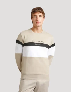 Felpa girocollo colorblock