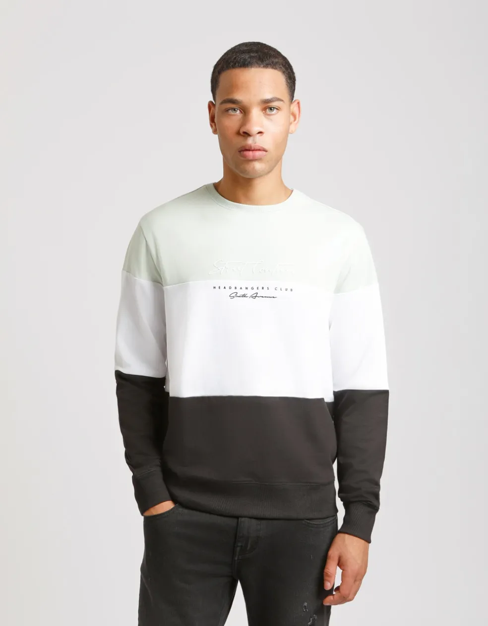 Felpa girocollo colorblock