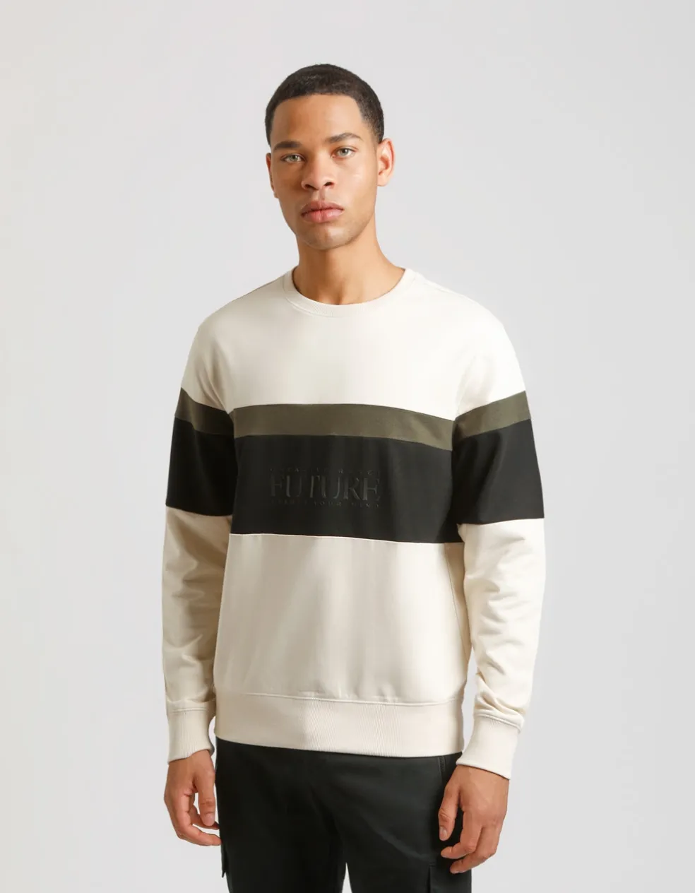 Felpa girocollo colorblock
