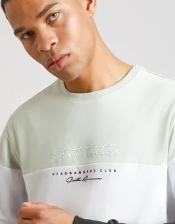 Felpa girocollo colorblock