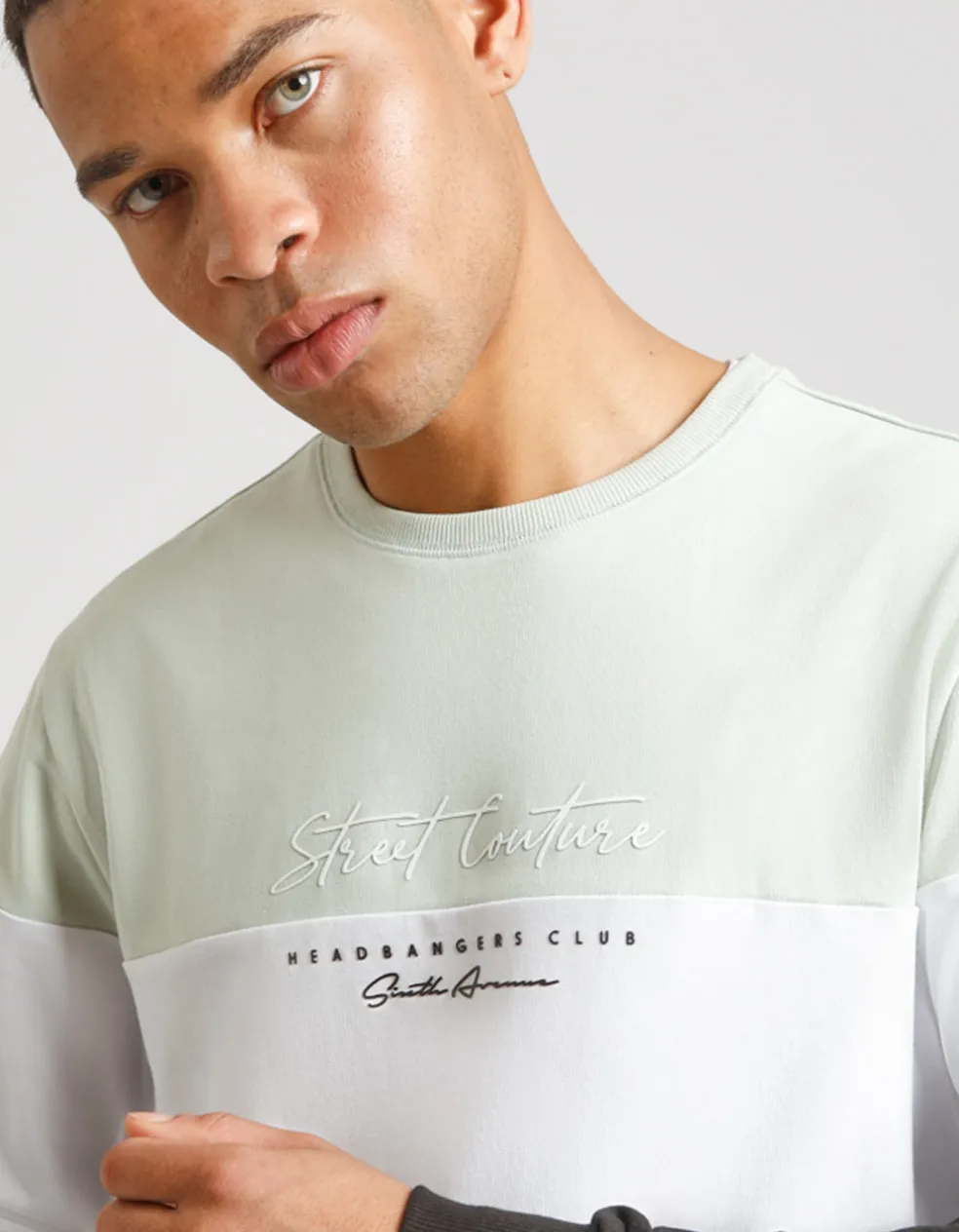 Felpa girocollo colorblock