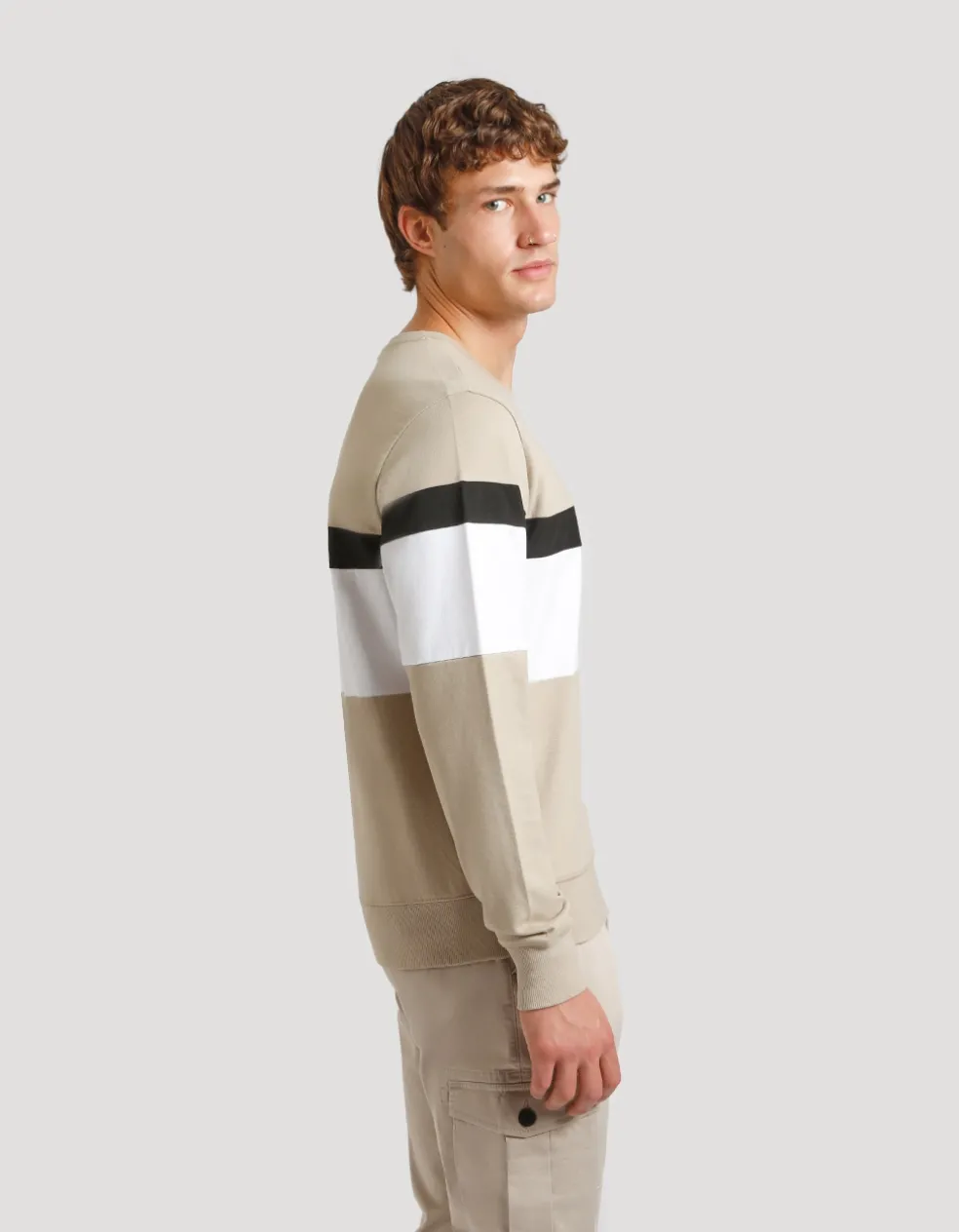 Felpa girocollo colorblock