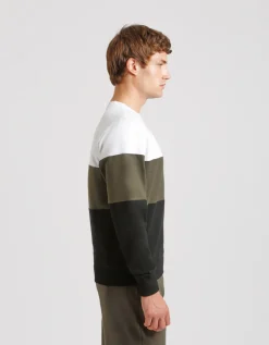 Felpa girocollo colorblock