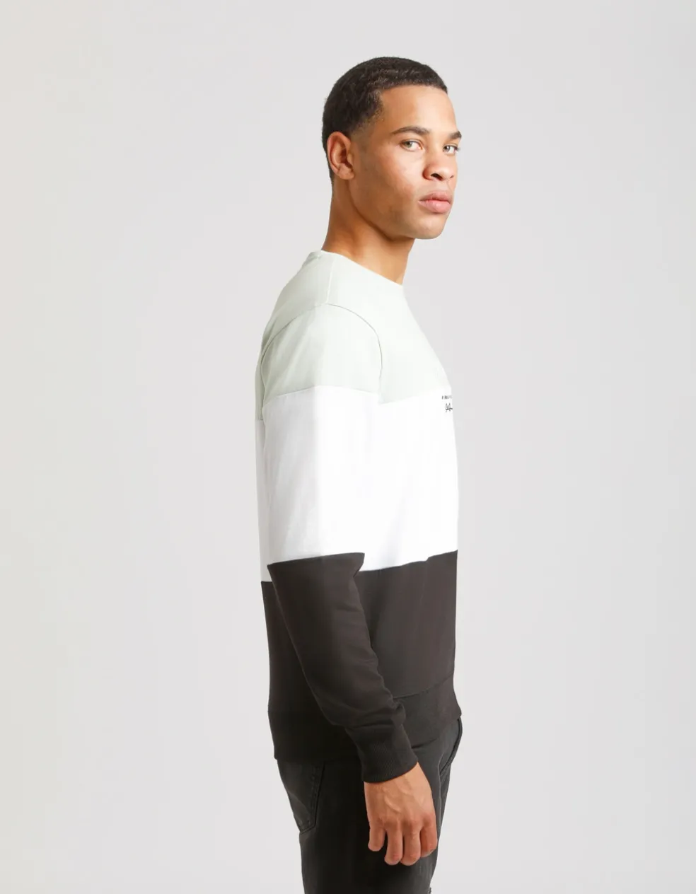 Felpa girocollo colorblock