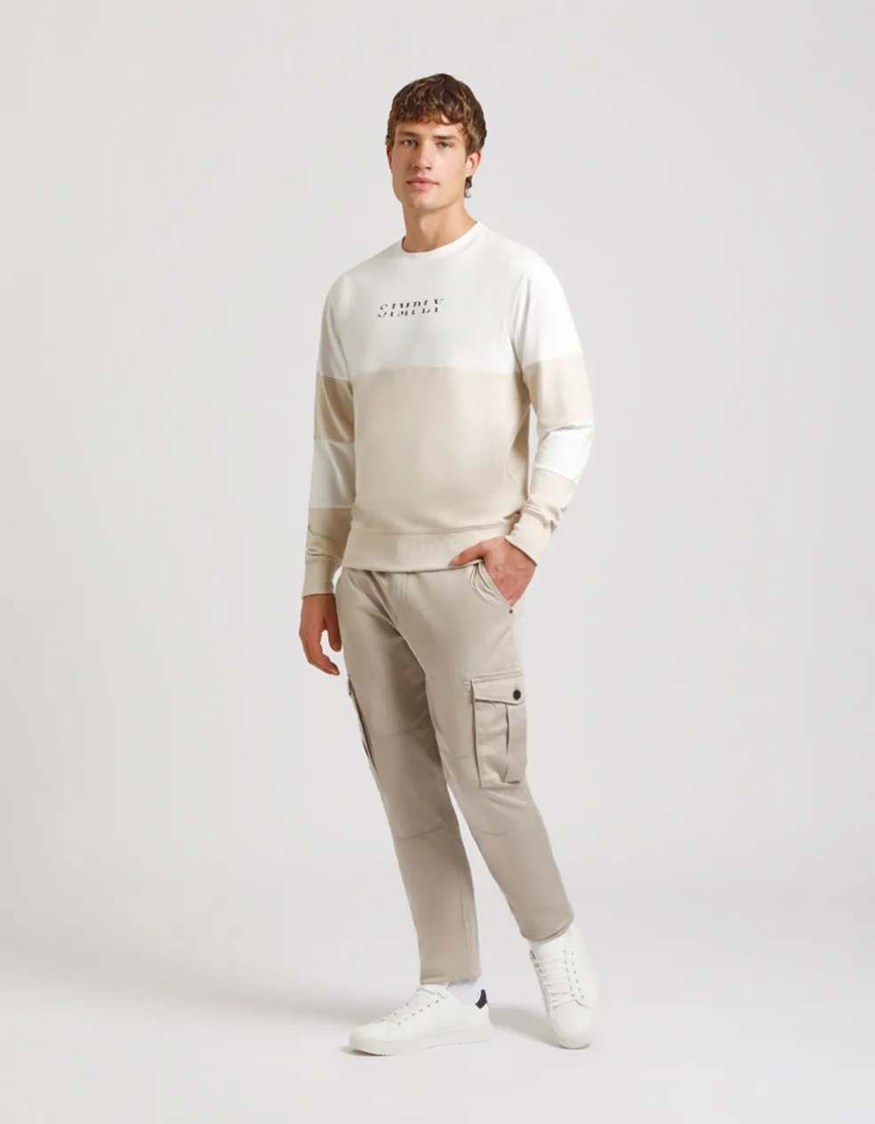 Felpa girocollo colorblock