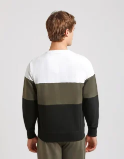 Felpa girocollo colorblock