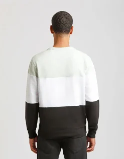 Felpa girocollo colorblock