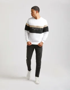 Felpa girocollo colorblock