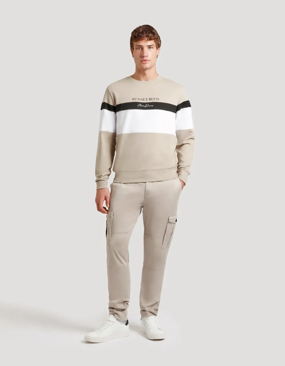 Felpa girocollo colorblock
