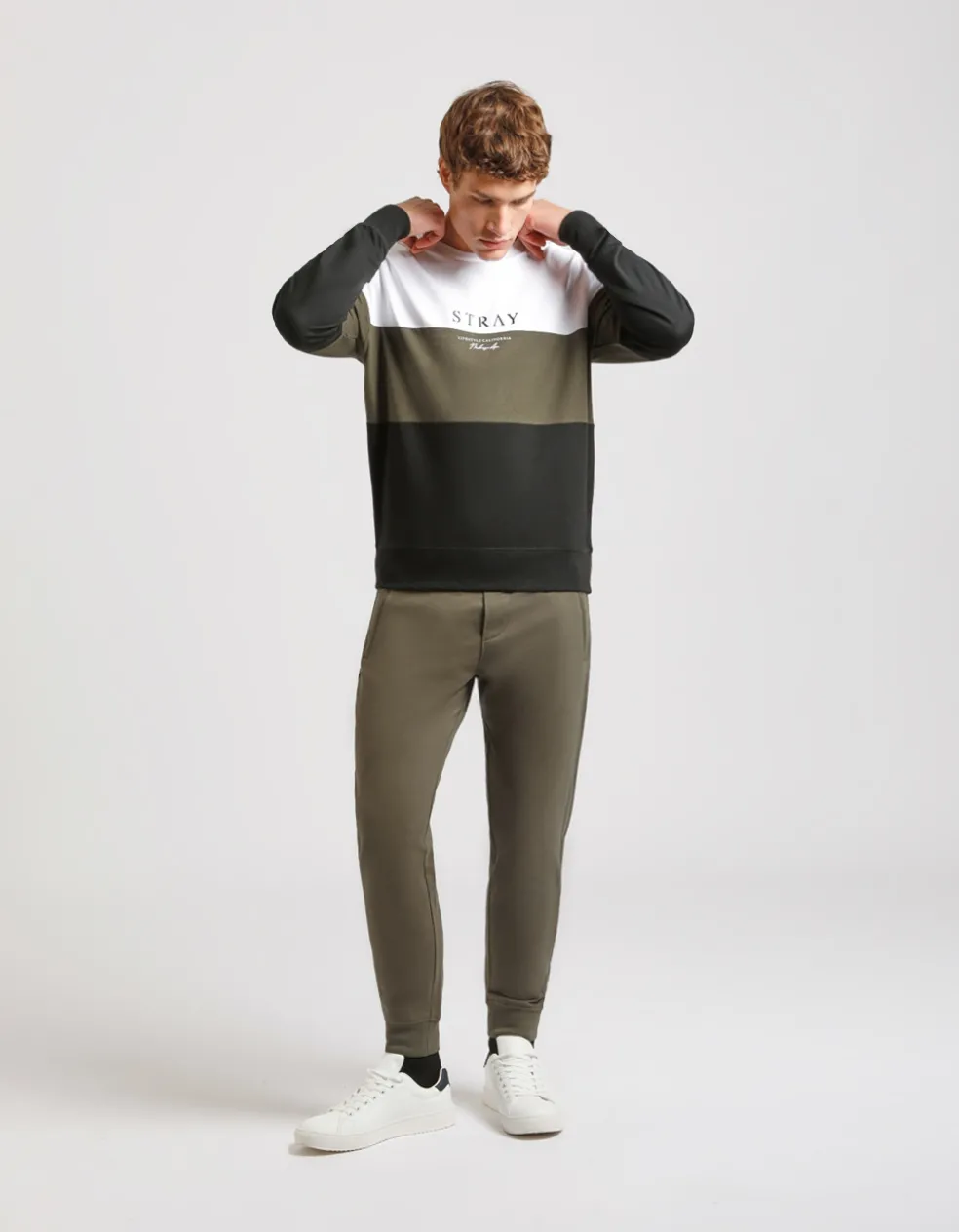 Felpa girocollo colorblock