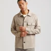 Giacca camicia effetto suede