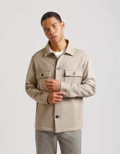 Giacca camicia effetto suede
