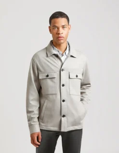 Giacca camicia effetto suede