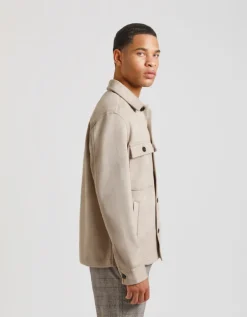 Giacca camicia effetto suede