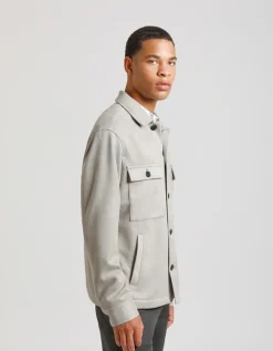 Giacca camicia effetto suede