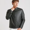 Giubbotto biker effetto pelle