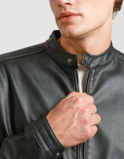 Giubbotto biker effetto pelle