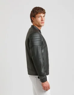 Giubbotto biker effetto pelle