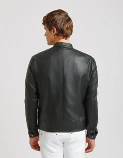Giubbotto biker effetto pelle