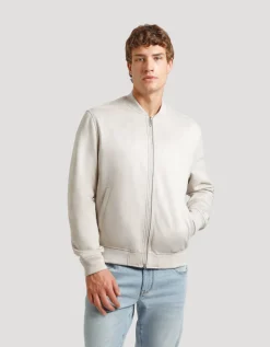Giubbotto bomber effetto camoscio