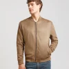 Giubbotto bomber effetto camoscio