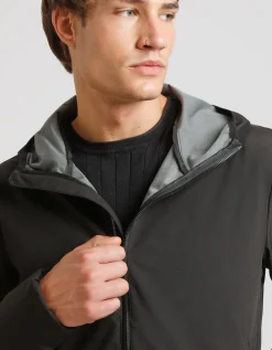 Giubbotto bomber in tessuto tecnico con cappuccio