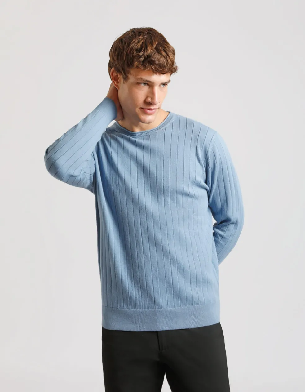 Maglia girocollo a coste