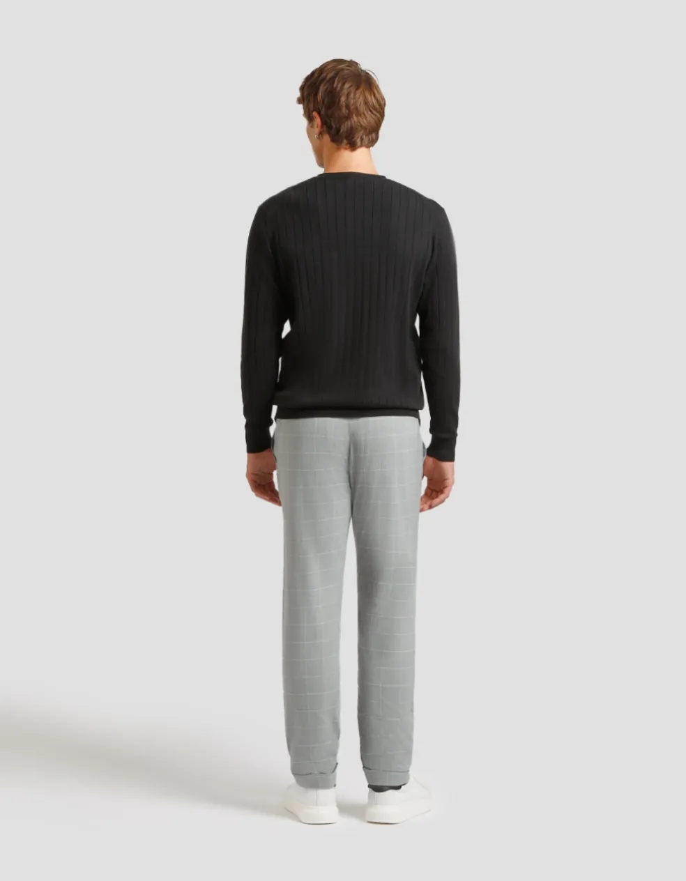 Pantaloni chino con fantasia a quadri