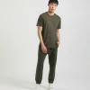 Pantaloni misto lino con elastici alle caviglie