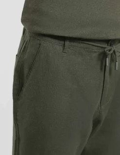 Pantaloni misto lino con elastici alle caviglie