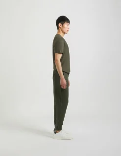 Pantaloni misto lino con elastici alle caviglie