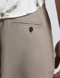 Pantaloni misto lino con elastici alle caviglie