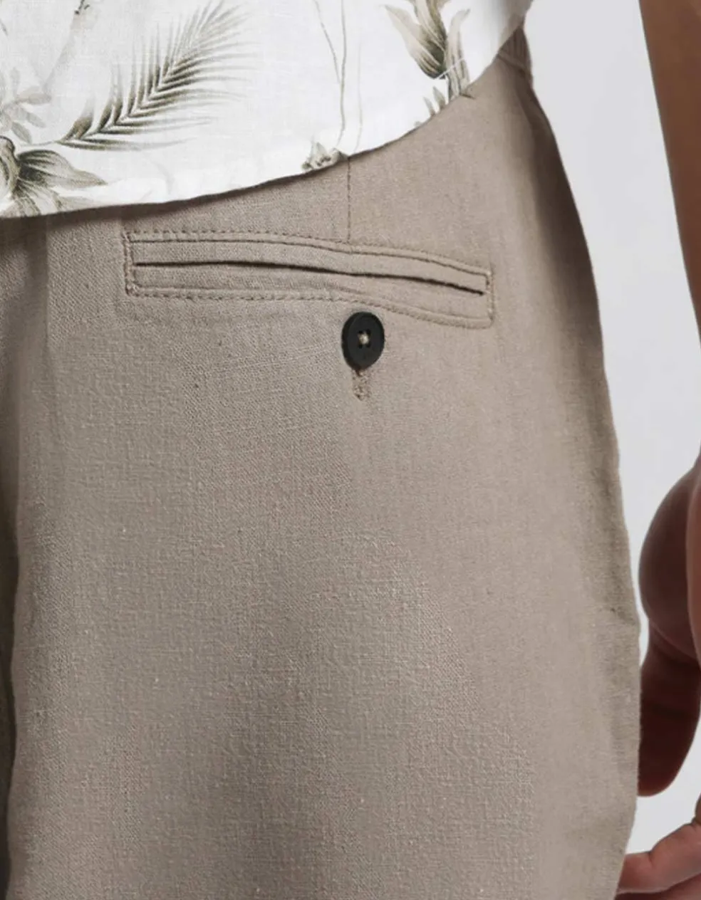 Pantaloni misto lino con elastici alle caviglie