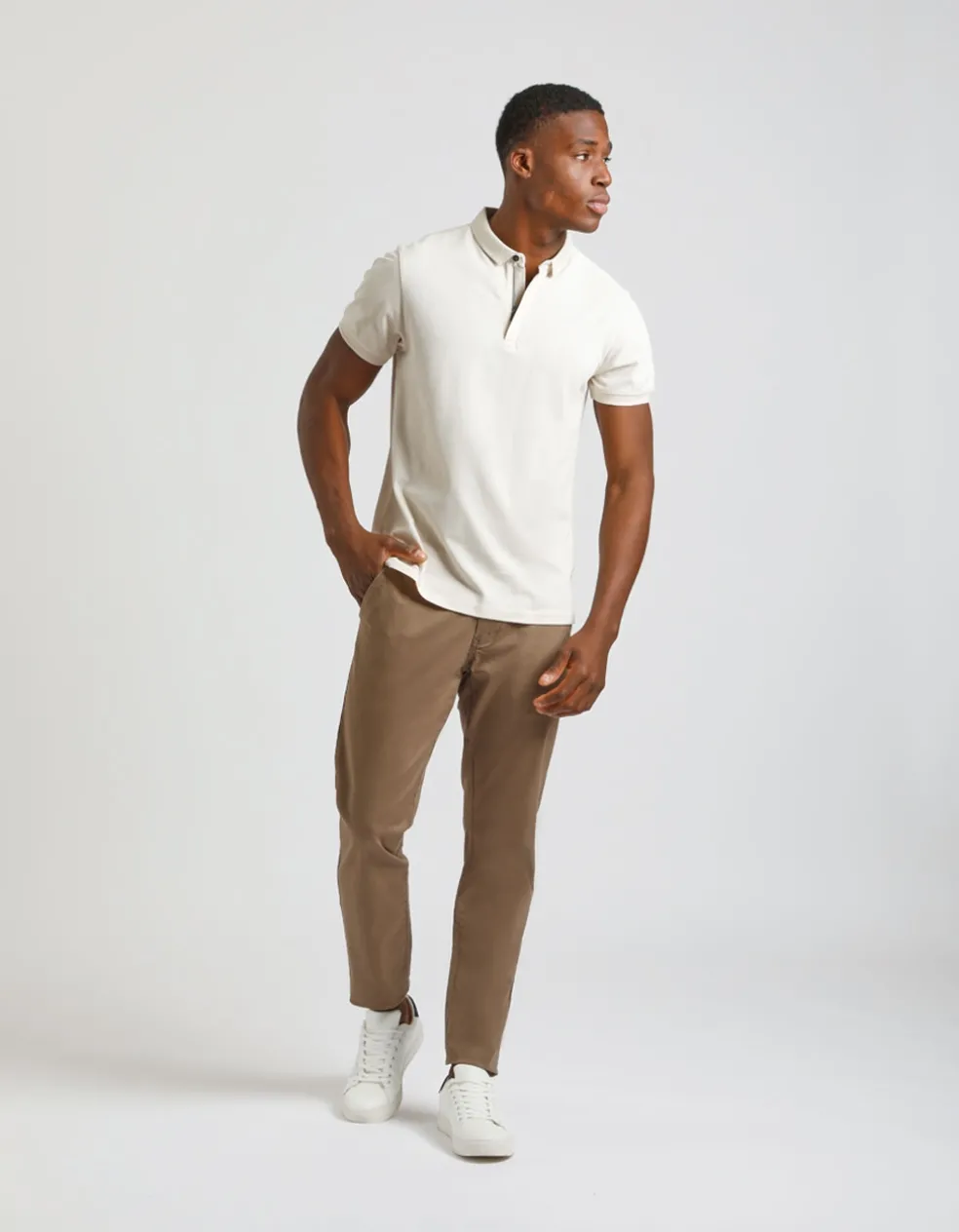 Polo con zip 100% cotone
