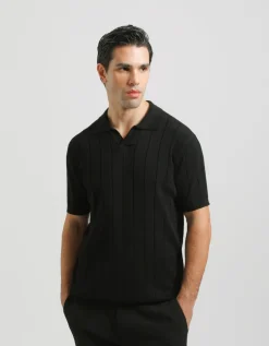 Polo in maglia a coste