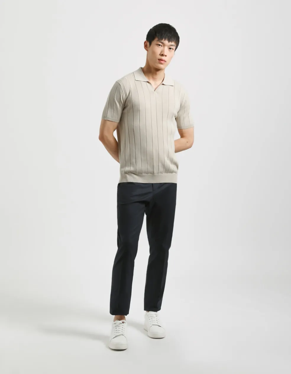 Polo in maglia a coste