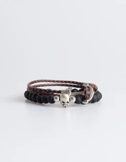 Set di bracciali in pietra e pelle