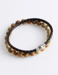 Set di bracciali in pietra e pelle